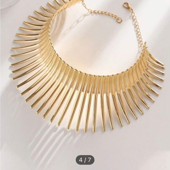Gold Geometric Design Choker - Picture 2 of 2